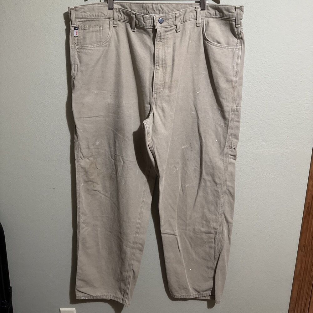 Carhartt FR Carpenter Pants 46x32 Flame Resistant FRB159 Khaki Tan Workwear Job